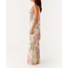 Robe de vacances sirène à fleurs 3D et épaules dénudées