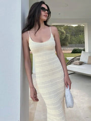 Robe midi fendue à lacets rayée