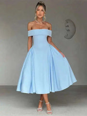 Robe midi portefeuille épaules dénudées