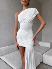 Robe mini drapée asymétrique à fronces