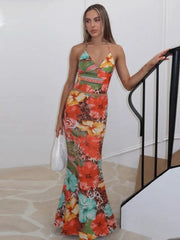 Robe de vacances deux pièces à imprimé léopard, dos nu et crop top dos nu lacé