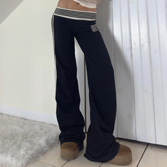 Pantalon bootcut à rayures patchwork