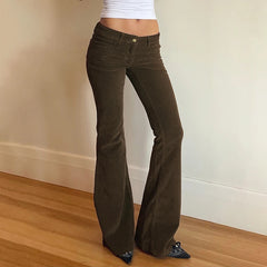 Pantalon bootcut en velours côtelé taille basse