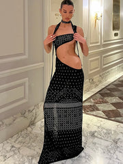 Robe de soirée dos nu transparente sans taille
