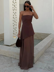 Robe longue de plage bustier en résille à ruban