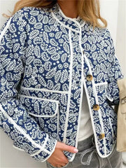 Manteau à poches contrastées imprimées