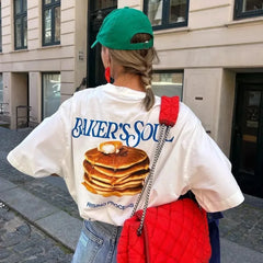 T-shirt oversize à motif rétro de crêpes