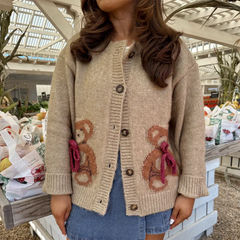 Gilet en maille à col rond et imprimé ours