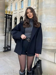 Manteau long ample en laine bordeaux à poches