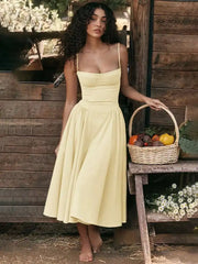 Robe midi bustier trapèze dos nu