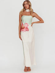 Robe de vacances sans manches, imprimée dos nu et épaules dénudées