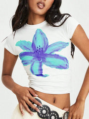 T-shirt décontracté fleuri coupe slim