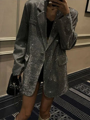 Manteau à revers à poches pailletées