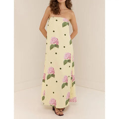 Robe de vacances bustier à fleurs trapèze