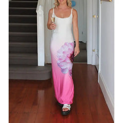 Robe de vacances moulante dos nu à imprimé floral tie-dye
