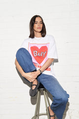 T-shirt oversize grunge à motif culinaire