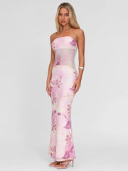 Robe longue portefeuille à imprimé floral