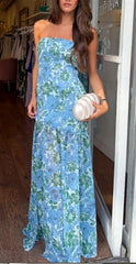 Robe bustier trapèze dos nu à fleurs