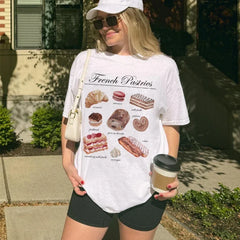 T-shirt ample en coton à motif de pâtisserie