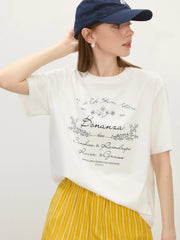 T-shirt à col côtelé et motif floral