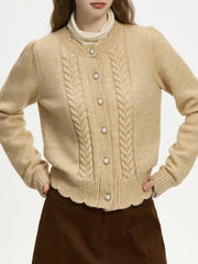 Gilet en maille à col rond et dentelle en croissant
