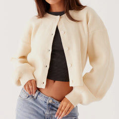 Cardigan ample à col rond en maille style années 2000