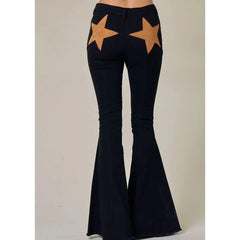 Pantalon bootcut à jambes larges imprimé étoiles