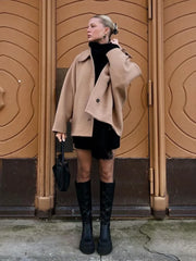 Manteau long ample en laine bordeaux à poches