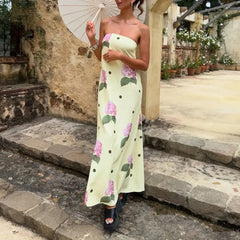 Robe de vacances bustier à fleurs trapèze