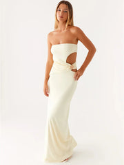 Robe longue bustier en métal ajouré