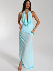 Robe de soirée dos nu à nœud ruban