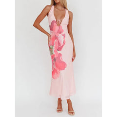 Robe de vacances longue en résille tie-dye à lacets