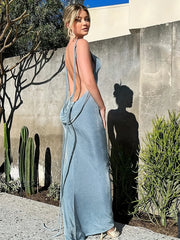Robe maxi sexy bustier à col montant