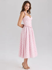 Robe midi bustier à imprimé floral
