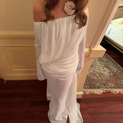 Robe de bal maxi asymétrique en résille transparente