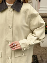 Trench-coat patchwork taille haute
