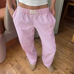 Pantalon droit en coton avec poches