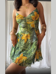 Robe mini imprimée à lacets