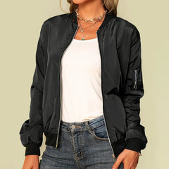 Manteau de printemps à col montant et fermeture éclair unie