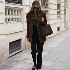 Manteau vintage en daim marron
