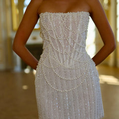 Robe de vacances mini bustier à perles