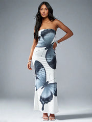 Robe de vacances bustier sans manches à taille haute
