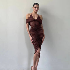 Robe de bal courte en tulle à col halter et volants en forme de cœur