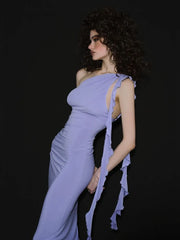Robe de soirée décontractée sans manches à volants, cintrée et moulante