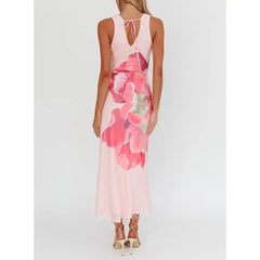 Robe de vacances longue en résille tie-dye à lacets