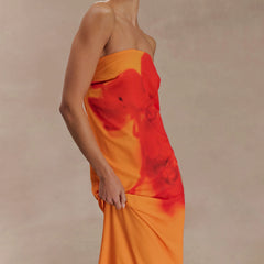 Robe de vacances bustier tie-dye trapèze