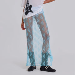 Jupe transparente vintage en dentelle florale