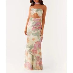 Robe de vacances sirène à fleurs 3D et épaules dénudées