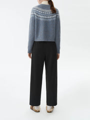 Gilet d'hiver vintage en maille jacquard, style cardigan d'hiver.