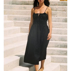 Robe de vacances midi à bretelles fines et à lacets fleuries